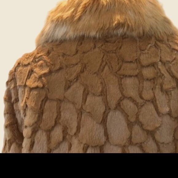 ADRIENNE LANDAU CAMEL COLLARED FAUX FUR LONG SLEEVE JACKET COAT ( XL ) NWT $275 - Picture 11 of 16